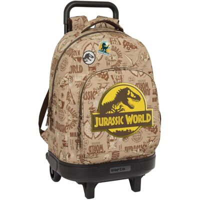 Sac à dos scolaire marron Jurassic World avec roues - École - Publicité Sac à dos scolaire marron Jurassic World avec roues - École - Publicité