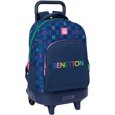 Mochila escolar Benetton Damero Azul Marinho - Bolsa de escola, Removível, Reforçada Mochila escolar Benetton Damero Azul Marinho - Bolsa de escola, Removível, Reforçada