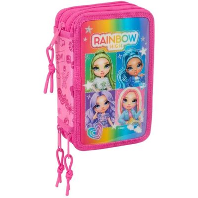 Trójkowy piórnik Rainbow High - Kredki, temperówka, gumka, linijka - 37 sztuk Trójkowy piórnik Rainbow High - Kredki, temperówka, gumka, linijka - 37 sztuk