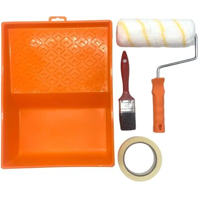 NESPOLI - Zestaw wałek do farby 18 cm, z tacką, taśmą i pędzelkiem - Zestaw narzędzi malarskich NESPOLI - Zestaw wałek do farby 18 cm, z tacką, taśmą i pędzelkiem - Zestaw narzędzi malarskich