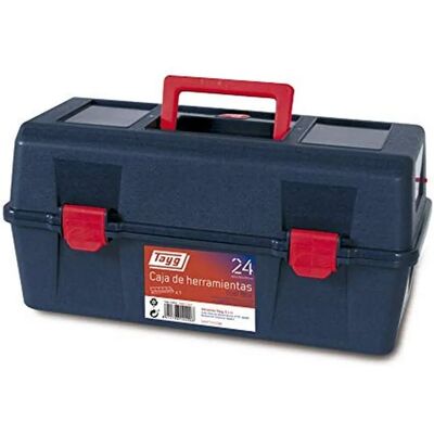 INDUSTRIAS TAYG Caja de herramientas azul con bandeja roja INDUSTRIAS TAYG Caja de herramientas azul con bandeja roja