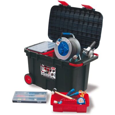 Coffre à outils compact Outifrance - 2 plateaux, 2 étuis, 105L - Publicité Coffre à outils compact Outifrance - 2 plateaux, 2 étuis, 105L - Publicité