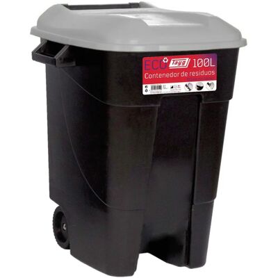 Industrias Tayg - Contenedor de basura 100L - Negro/Gris - Duradero Industrias Tayg - Contenedor de basura 100L - Negro/Gris - Duradero