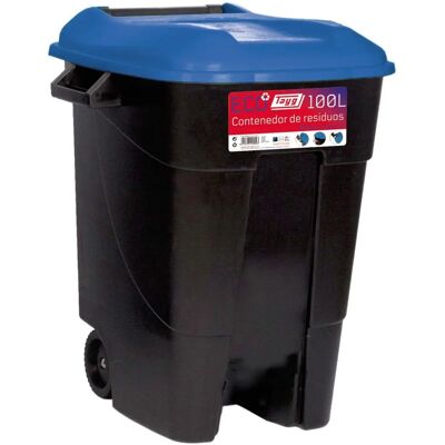 Industrias Tayg Contenedor de basura 100L negro/azul con ruedas en España Industrias Tayg Contenedor de basura 100L negro/azul con ruedas en España