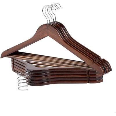 Max Home Holzkleiderbügel - 10er Pack, Dunkelbraun, 360° Drehbar Max Home Holzkleiderbügel - 10er Pack, Dunkelbraun, 360° Drehbar