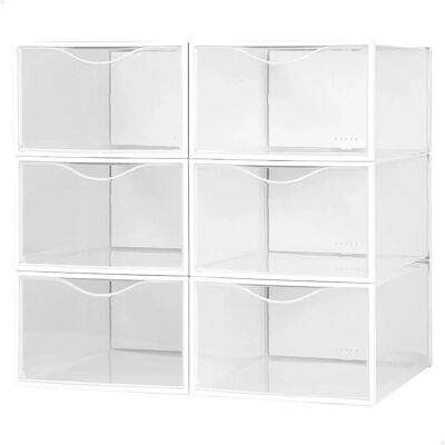 Max Home Weiße Stapelbare Schuhbox - 6 Stück Max Home Weiße Stapelbare Schuhbox - 6 Stück