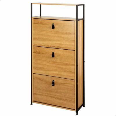 Max Home - Zapatero entrada - 60x24x132 cm - Madera y acero - 3 cajones Max Home - Zapatero entrada - 60x24x132 cm - Madera y acero - 3 cajones