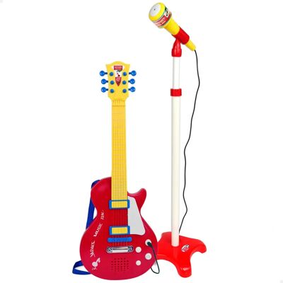 Chitarra Elettrica BONTEMPI - Multicolor con Microfono e Supporto - 55cm Chitarra Elettrica BONTEMPI - Multicolor con Microfono e Supporto - 55cm