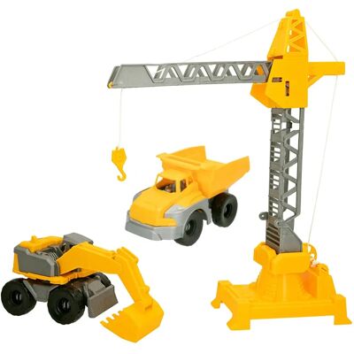 Set Veicoli da Costruzione COLORBABY - Escavatrice, Camion, Gru Set Veicoli da Costruzione COLORBABY - Escavatrice, Camion, Gru