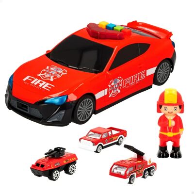 CB Toys Brandbil med Car Transporter - Fordon & Figur CB Toys Brandbil med Car Transporter - Fordon & Figur