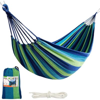 AKTIVE Blauwe Hangmat - Tuin 200x100cm Ondersteunt 200kg AKTIVE Blauwe Hangmat - Tuin 200x100cm Ondersteunt 200kg
