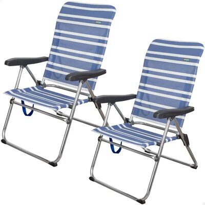 Aktive Mykonos Blau-Wit Strandstoelen - Opvouwbaar, 5-Posities Aktive Mykonos Blau-Wit Strandstoelen - Opvouwbaar, 5-Posities