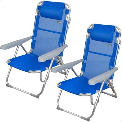 AKTIVE Beach Klappbare 2er Strandstühle - Blau/Grau AKTIVE Beach Klappbare 2er Strandstühle - Blau/Grau