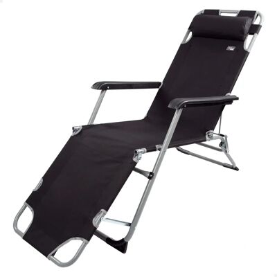 Chaise longue Aktive Noire - Reclinable en Plusieurs Positions, Supporte 110kg - Publicité Chaise longue Aktive Noire - Reclinable en Plusieurs Positions, Supporte 110kg - Publicité