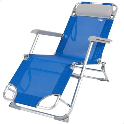 Chaise longue inclinable Aktive Bleue - Inclinaison, Bleu, Aluminium, Textilene Chaise longue inclinable Aktive Bleue - Inclinaison, Bleu, Aluminium, Textilene
