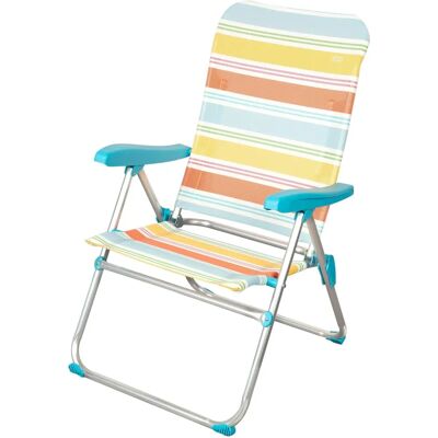 Chaise de Plage Multicolore Aktive en Aluminium - 5 Positions - Publicité Chaise de Plage Multicolore Aktive en Aluminium - 5 Positions - Publicité