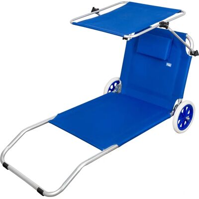 Aktive Blue Beach Lounger - Convertible to Trolley Aktive Blue Beach Lounger - Convertible to Trolley