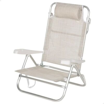 Aktive Adjustable Beach Chair - 7-8 Positions, Beige/Blue, Portable Aktive Adjustable Beach Chair - 7-8 Positions, Beige/Blue, Portable