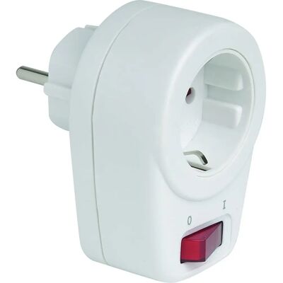 Adaptador Branco Simon com Interruptor - Elétrico - 10-16A, 250V Adaptador Branco Simon com Interruptor - Elétrico - 10-16A, 250V