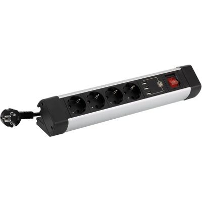 Multiprise Simon - 4 Prises, 3 USB, Aluminium, Supports de Fixation Multiprise Simon - 4 Prises, 3 USB, Aluminium, Supports de Fixation