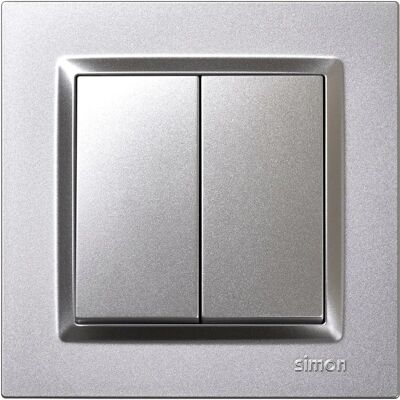 Simon F1090397026 - Dubbelswitch i aluminium - Inomhusbruk Simon F1090397026 - Dubbelswitch i aluminium - Inomhusbruk
