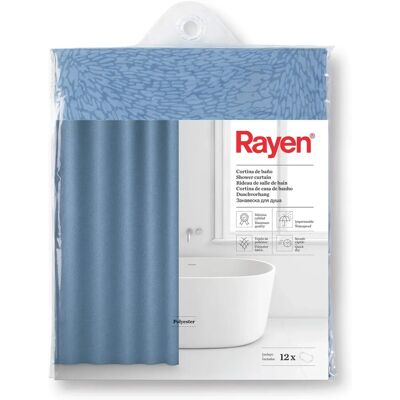 Tenda doccia Rayen - Poliestere impermeabile - 12 ganci - Blu Tenda doccia Rayen - Poliestere impermeabile - 12 ganci - Blu