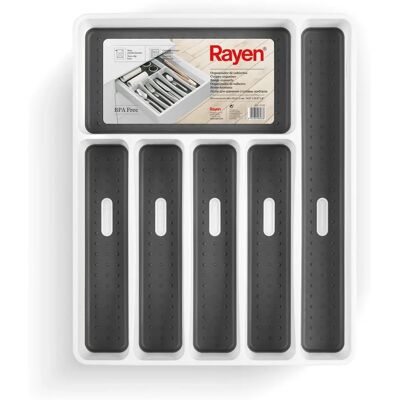 RAYEN Kitchen Drawer Organizer - 6 Compartments - White RAYEN Kitchen Drawer Organizer - 6 Compartments - White