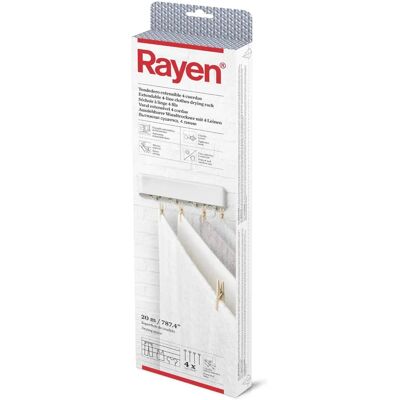 Rayen Ausziehbarer Wäscheständer - 4 Seile, 20m, Weiß Rayen Ausziehbarer Wäscheständer - 4 Seile, 20m, Weiß
