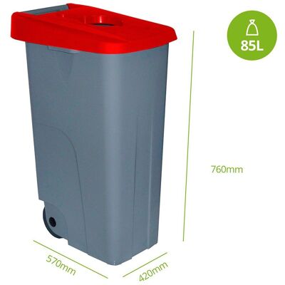 Denox - 85 L - Rouge - Avec couvercle - Conteneur de déchets - Publicité Denox - 85 L - Rouge - Avec couvercle - Conteneur de déchets - Publicité