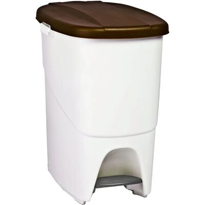 Papelera Pedal Denox - 25L Rectangular Marrón Blanco Papelera Pedal Denox - 25L Rectangular Marrón Blanco