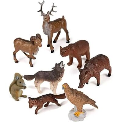 Set di Figurine Animali della Foresta - Educativo, Resistente, 8 Pezzi Set di Figurine Animali della Foresta - Educativo, Resistente, 8 Pezzi