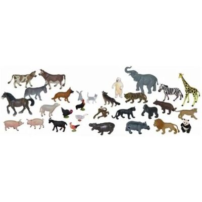 Figuras Educativas de Animais de Fazenda e Selvagens Miniland - 30 peças para crianças 3-9 Figuras Educativas de Animais de Fazenda e Selvagens Miniland - 30 peças para crianças 3-9