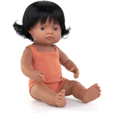 MINILAND Muñeca - Muñeca niña latinoamericana - Rosa salmón - Resina - 38cm MINILAND Muñeca - Muñeca niña latinoamericana - Rosa salmón - Resina - 38cm