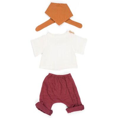 Ensemble de vêtements MINILAND pour poupée - 32cm - Bordeaux/Blanc - Pour garçon Ensemble de vêtements MINILAND pour poupée - 32cm - Bordeaux/Blanc - Pour garçon