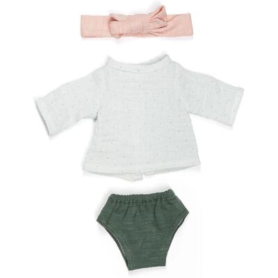 Ensemble de vêtements MINILAND - 32cm Vert/Blanc pour fille Ensemble de vêtements MINILAND - 32cm Vert/Blanc pour fille