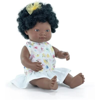 Poupée Fille Africaine Miniland - Parfumée à la vanille, 38cm Poupée Fille Africaine Miniland - Parfumée à la vanille, 38cm