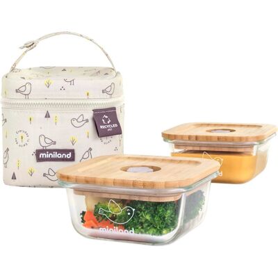 Miniland Baby Food Containers - Umweltfreundliche Glasbehälter, 2x210ml mit Thermotasche Miniland Baby Food Containers - Umweltfreundliche Glasbehälter, 2x210ml mit Thermotasche