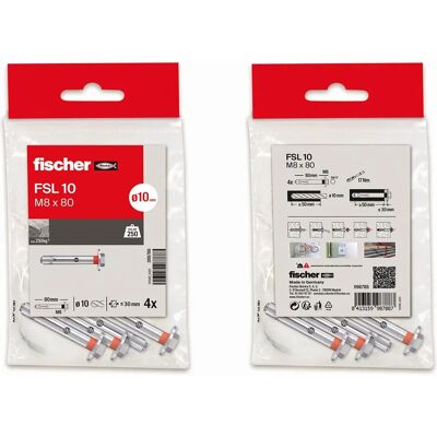 Chevilles Fischer M8x80mm - Fixations Lourdes - Publicité Chevilles Fischer M8x80mm - Fixations Lourdes - Publicité