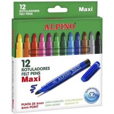 Alpino AR000006 Marcadores - Multicolor - Extra Grosso - 12 pcs Alpino AR000006 Marcadores - Multicolor - Extra Grosso - 12 pcs