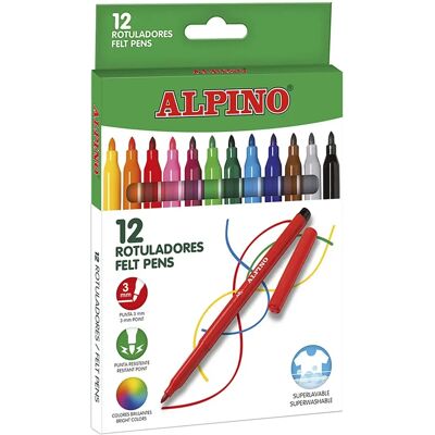 Ensemble de 12 Stylos Alpino AR001002 Multicolore - Stylos à Pointe Fine Ensemble de 12 Stylos Alpino AR001002 Multicolore - Stylos à Pointe Fine