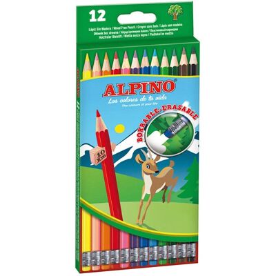 Lápis de Cor Apagável Alpino AL013654 - Coloridos, Ecológicos, 12 pcs Lápis de Cor Apagável Alpino AL013654 - Coloridos, Ecológicos, 12 pcs