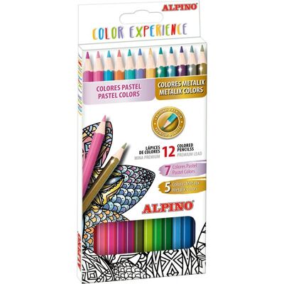 Modelo Alpino AL000246 Lápis de Cor Metálicos e Pastel 12 peças Modelo Alpino AL000246 Lápis de Cor Metálicos e Pastel 12 peças