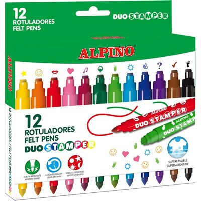 Feutres Alpino Double Pointe - 12 Couleurs Assorties Feutres Alpino Double Pointe - 12 Couleurs Assorties