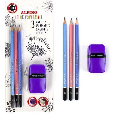Alpino Color Experience HB - 3 Graphite Pencils with Sharpener and Eraser Alpino Color Experience HB - 3 Graphite Pencils with Sharpener and Eraser
