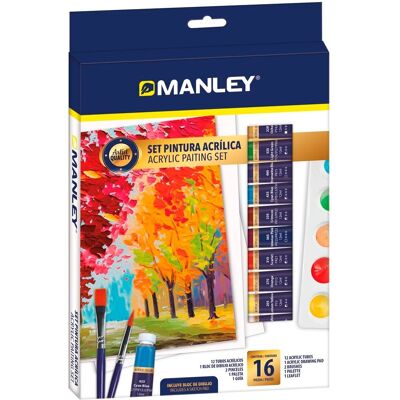 Set de Pinturas Acrílicas Manley MDV00100 16 Piezas - Juego de Pintura Set de Pinturas Acrílicas Manley MDV00100 16 Piezas - Juego de Pintura