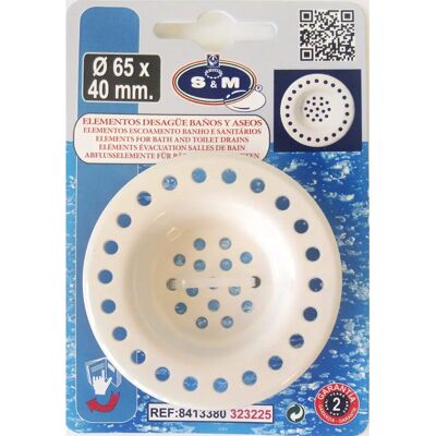 SANEAPLAST - S&M - Wit - Ø65x40mm - Sink Drain Grid SANEAPLAST - S&M - Wit - Ø65x40mm - Sink Drain Grid