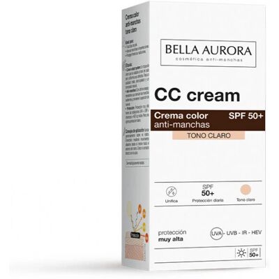 Bella Aurora Light Tone SPF 50+ CC Cream - Anti-Stain Facial Corrector Bella Aurora Light Tone SPF 50+ CC Cream - Anti-Stain Facial Corrector