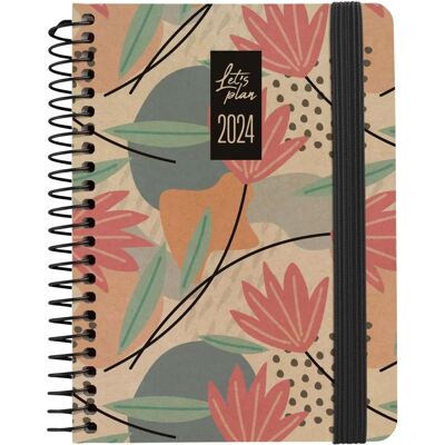 Agenda Grafoplas Nature Marron 2024 Fleurs A6 Spirale - Agenda Agenda Grafoplas Nature Marron 2024 Fleurs A6 Spirale - Agenda