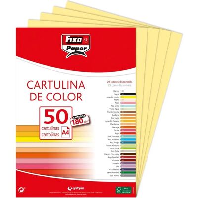 Fixo Cartoncino A4 Giallo Limone - 180g/m² - 50 Fogli Fixo Cartoncino A4 Giallo Limone - 180g/m² - 50 Fogli