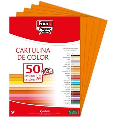 Papier de construction Orange A4 Fixo - 180g/m², Pack de 50 Papier de construction Orange A4 Fixo - 180g/m², Pack de 50